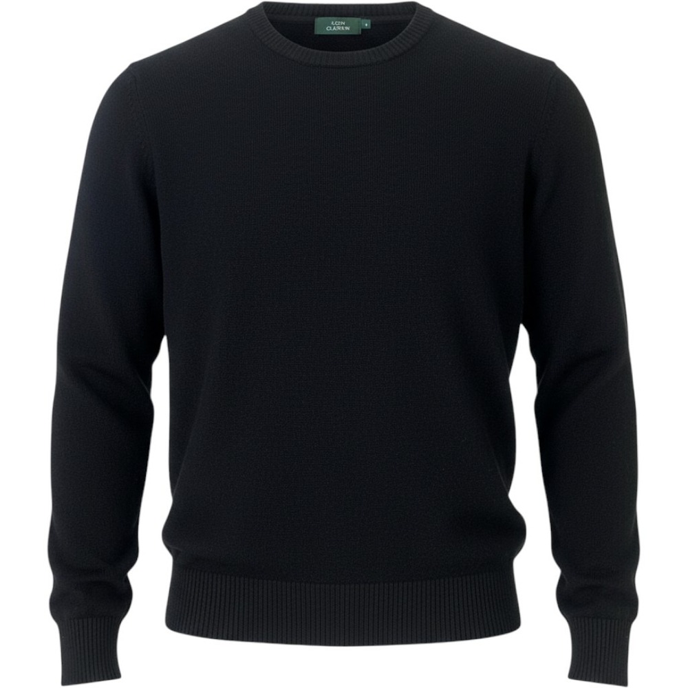 Kent and Curwen Mens Black 100% Cashmere Crewneck Sweater Knit Pullover
